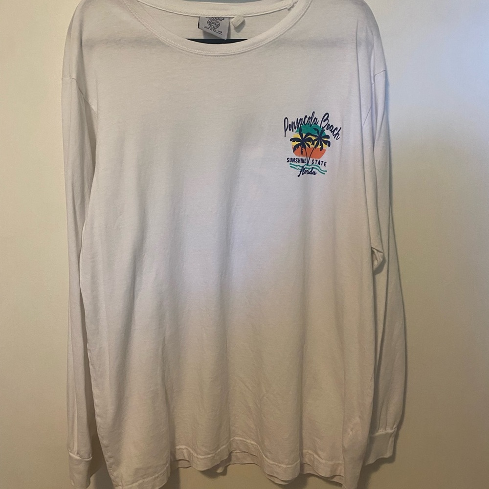 Pensacola Beach White Long Sleeve Graphic Tee